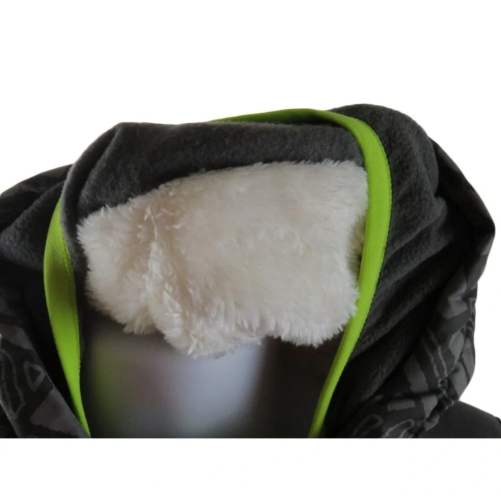Cat‎ & Jack Toddler Boys Hooded Puffer Jacket Grey Lime Green Geometric 12M